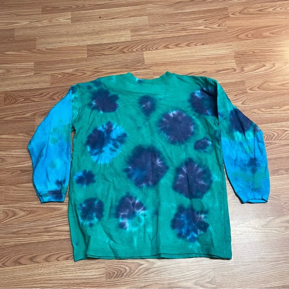 Vintage Silverwear Men’s Long Sleeve Shirt Baggy Tie Dye Medium Green AOP 90’s - Picture 5 of 5